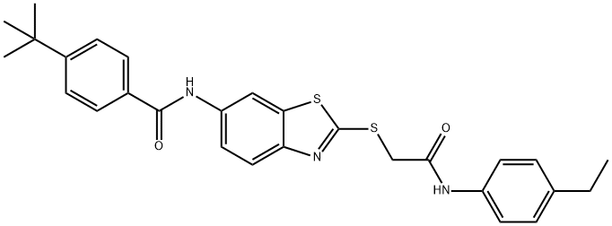 4-tert-butyl-N-[2-[2-(4-ethylanilino)-2-oxoethyl]sulfanyl-1,3-benzothiazol-6-yl]benzamide 结构式