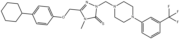 5-[(4-cyclohexylphenoxy)methyl]-4-methyl-2-[[4-[3-(trifluoromethyl)phenyl]piperazin-1-yl]methyl]-1,2,4-triazole-3-thione Struktur