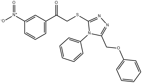 1-(3-nitrophenyl)-2-[[5-(phenoxymethyl)-4-phenyl-1,2,4-triazol-3-yl]sulfanyl]ethanone Structure