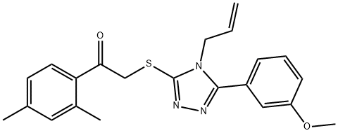 1-(2,4-dimethylphenyl)-2-[[5-(3-methoxyphenyl)-4-prop-2-enyl-1,2,4-triazol-3-yl]sulfanyl]ethanone,312290-66-7,结构式