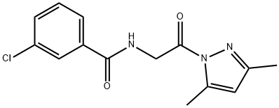 3-氯-N-(2-(3,5-二甲基-1H-吡唑-1-基)-2-氧基乙基)苯甲酰胺, 312601-47-1, 结构式