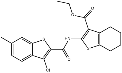 ethyl 2-[(3-chloro-6-methyl-1-benzothiophene-2-carbonyl)amino]-4,5,6,7-tetrahydro-1-benzothiophene-3-carboxylate Structure