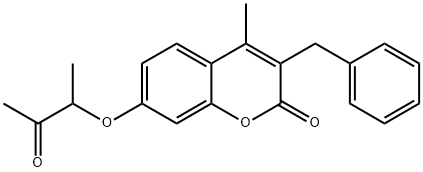 3-benzyl-4-methyl-7-(3-oxobutan-2-yloxy)chromen-2-one 结构式