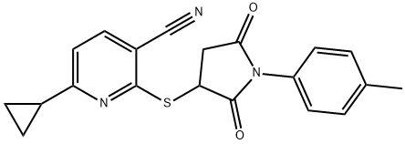 6-cyclopropyl-2-[1-(4-methylphenyl)-2,5-dioxopyrrolidin-3-yl]sulfanylpyridine-3-carbonitrile Structure