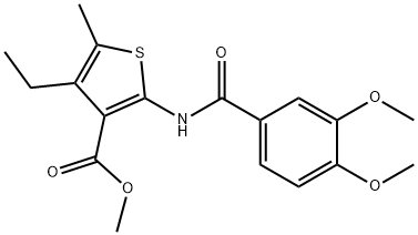 methyl 2-[(3,4-dimethoxybenzoyl)amino]-4-ethyl-5-methylthiophene-3-carboxylate Struktur