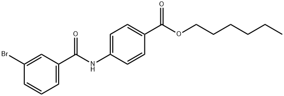 hexyl 4-[(3-bromobenzoyl)amino]benzoate 化学構造式