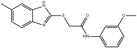 N-(3-methoxyphenyl)-2-[(6-methyl-1H-benzimidazol-2-yl)sulfanyl]acetamide 化学構造式