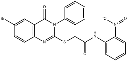 2-(6-bromo-4-oxo-3-phenylquinazolin-2-yl)sulfanyl-N-(2-nitrophenyl)acetamide 化学構造式