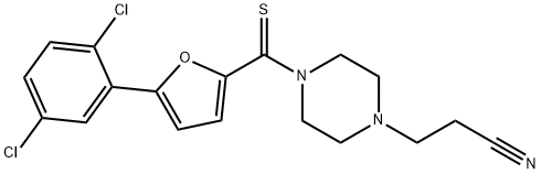 3-[4-[5-(2,5-dichlorophenyl)furan-2-carbothioyl]piperazin-1-yl]propanenitrile Structure