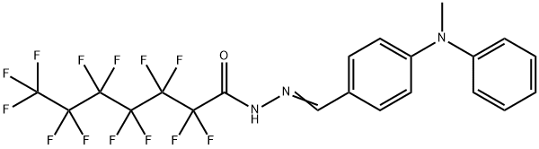 2,2,3,3,4,4,5,5,6,6,7,7,7-tridecafluoro-N-[(E)-[4-(N-methylanilino)phenyl]methylideneamino]heptanamide Struktur
