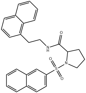 N-(2-naphthalen-1-ylethyl)-1-naphthalen-2-ylsulfonylpyrrolidine-2-carboxamide 化学構造式