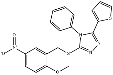 3-(furan-2-yl)-5-[(2-methoxy-5-nitrophenyl)methylsulfanyl]-4-phenyl-1,2,4-triazole|