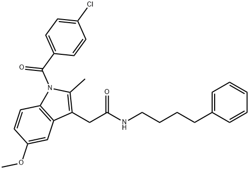 2-[1-(4-chlorobenzoyl)-5-methoxy-2-methylindol-3-yl]-N-(4-phenylbutyl)acetamide Struktur