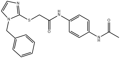 N-(4-acetamidophenyl)-2-(1-benzylimidazol-2-yl)sulfanylacetamide Struktur