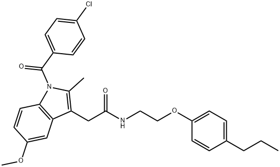 2-[1-(4-chlorobenzoyl)-5-methoxy-2-methylindol-3-yl]-N-[2-(4-propylphenoxy)ethyl]acetamide Structure