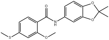 N-(2,2-dimethyl-1,3-benzodioxol-5-yl)-2-methoxy-4-methylsulfanylbenzamide,345993-06-8,结构式