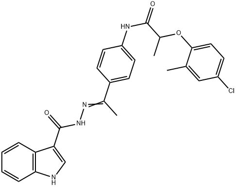 N-[(E)-1-[4-[2-(4-chloro-2-methylphenoxy)propanoylamino]phenyl]ethylideneamino]-1H-indole-3-carboxamide 化学構造式