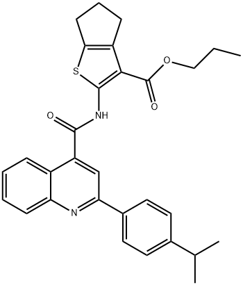 351156-61-1 propyl 2-[[2-(4-propan-2-ylphenyl)quinoline-4-carbonyl]amino]-5,6-dihydro-4H-cyclopenta[b]thiophene-3-carboxylate