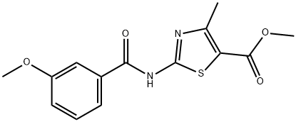 methyl 2-[(3-methoxybenzoyl)amino]-4-methyl-1,3-thiazole-5-carboxylate 化学構造式