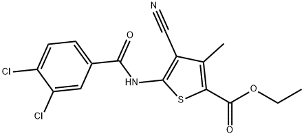 ethyl 4-cyano-5-[(3,4-dichlorobenzoyl)amino]-3-methylthiophene-2-carboxylate Structure