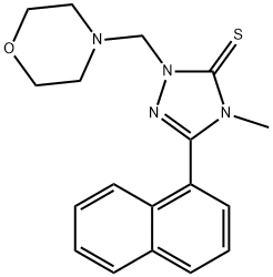 4-methyl-2-(morpholin-4-ylmethyl)-5-naphthalen-1-yl-1,2,4-triazole-3-thione Struktur