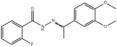 N-[(E)-1-(3,4-dimethoxyphenyl)ethylideneamino]-2-fluorobenzamide 化学構造式