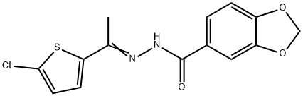 N-[(E)-1-(5-chlorothiophen-2-yl)ethylideneamino]-1,3-benzodioxole-5-carboxamide 结构式