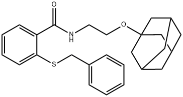 N-[2-(1-adamantyloxy)ethyl]-2-benzylsulfanylbenzamide 化学構造式