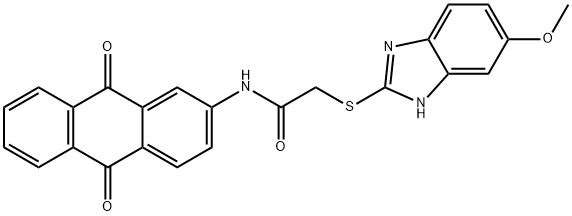 N-(9,10-dioxoanthracen-2-yl)-2-[(6-methoxy-1H-benzimidazol-2-yl)sulfanyl]acetamide Structure