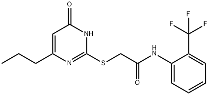 2-[(4-oxo-6-propyl-1H-pyrimidin-2-yl)sulfanyl]-N-[2-(trifluoromethyl)phenyl]acetamide 化学構造式