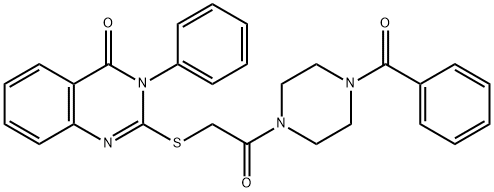 2-[2-(4-benzoylpiperazin-1-yl)-2-oxoethyl]sulfanyl-3-phenylquinazolin-4-one 化学構造式