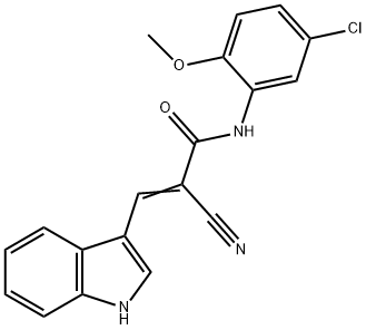 (E)-N-(5-chloro-2-methoxyphenyl)-2-cyano-3-(1H-indol-3-yl)prop-2-enamide Struktur