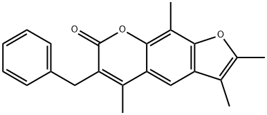 6-benzyl-2,3,5,9-tetramethylfuro[3,2-g]chromen-7-one Structure