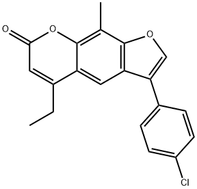 3-(4-chlorophenyl)-5-ethyl-9-methylfuro[3,2-g]chromen-7-one 结构式