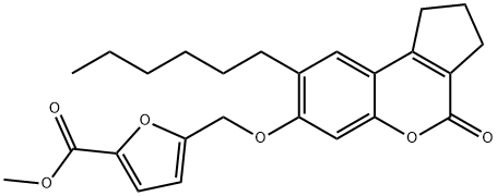 methyl 5-[(8-hexyl-4-oxo-2,3-dihydro-1H-cyclopenta[c]chromen-7-yl)oxymethyl]furan-2-carboxylate Structure