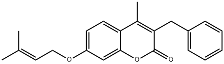 3-benzyl-4-methyl-7-(3-methylbut-2-enoxy)chromen-2-one Structure