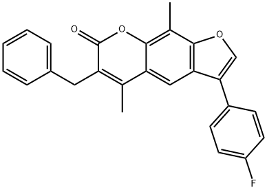 6-benzyl-3-(4-fluorophenyl)-5,9-dimethylfuro[3,2-g]chromen-7-one 结构式