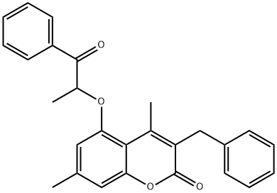 3-benzyl-4,7-dimethyl-5-(1-oxo-1-phenylpropan-2-yl)oxychromen-2-one Structure
