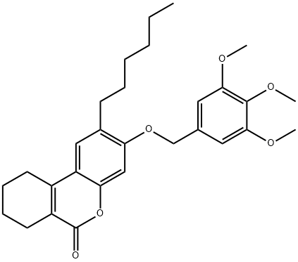 2-hexyl-3-[(3,4,5-trimethoxyphenyl)methoxy]-7,8,9,10-tetrahydrobenzo[c]chromen-6-one 结构式