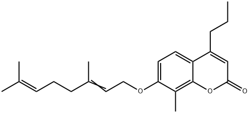 7-[(2E)-3,7-dimethylocta-2,6-dienoxy]-8-methyl-4-propylchromen-2-one Structure