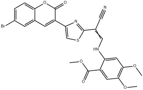 methyl 2-[[(E)-2-[4-(6-bromo-2-oxochromen-3-yl)-1,3-thiazol-2-yl]-2-cyanoethenyl]amino]-4,5-dimethoxybenzoate Structure