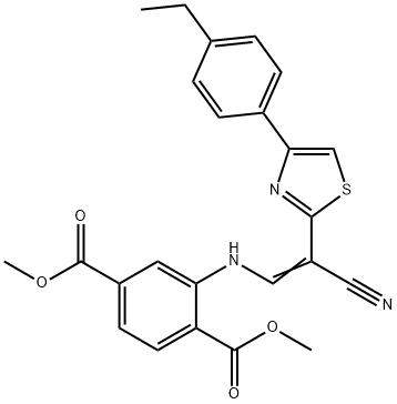 dimethyl 2-[[(E)-2-cyano-2-[4-(4-ethylphenyl)-1,3-thiazol-2-yl]ethenyl]amino]benzene-1,4-dicarboxylate Structure