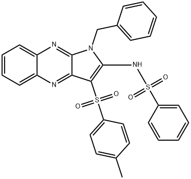 N-[1-benzyl-3-(4-methylphenyl)sulfonylpyrrolo[3,2-b]quinoxalin-2-yl]benzenesulfonamide Struktur