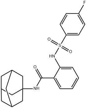 N-(1-adamantyl)-2-[(4-fluorophenyl)sulfonylamino]benzamide 结构式