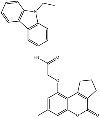N-(9-ethylcarbazol-3-yl)-2-[(7-methyl-4-oxo-2,3-dihydro-1H-cyclopenta[c]chromen-9-yl)oxy]acetamide Struktur