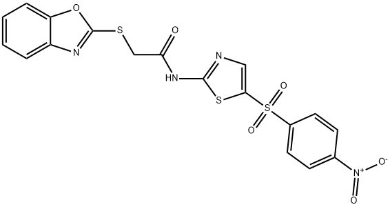 2-(1,3-benzoxazol-2-ylsulfanyl)-N-[5-(4-nitrophenyl)sulfonyl-1,3-thiazol-2-yl]acetamide,380487-15-0,结构式