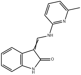 (3E)-3-[[(6-methylpyridin-2-yl)amino]methylidene]-1H-indol-2-one Structure