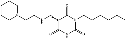 (5Z)-1-hexyl-5-[(2-piperidin-1-ylethylamino)methylidene]-1,3-diazinane-2,4,6-trione 结构式