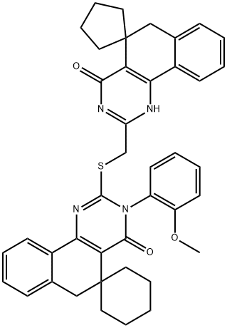 3-(2-methoxyphenyl)-2-[(4-oxospiro[1,6-dihydrobenzo[h]quinazoline-5,1'-cyclopentane]-2-yl)methylsulfanyl]spiro[6H-benzo[h]quinazoline-5,1'-cyclohexane]-4-one Struktur