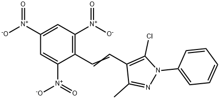 5-chloro-3-methyl-1-phenyl-4-[(E)-2-(2,4,6-trinitrophenyl)ethenyl]pyrazole Struktur